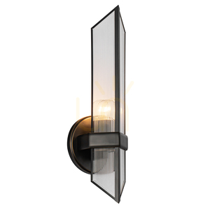 Vägglampa CAIRO 1 ljuskälla, Urban Bronze, räfflat glas, E27 - QUINTIESSE small 0