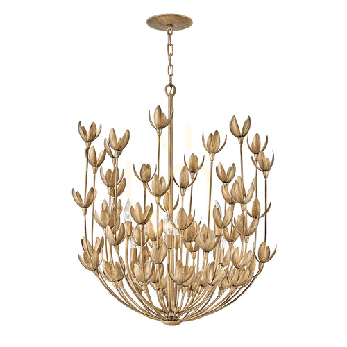 Kontrollera FLORA ljuskrona - 6 ljuskällor - Oxiderat guld QUINTIESSE