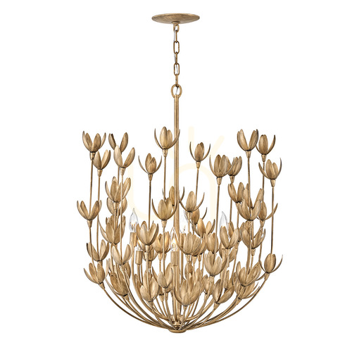 Kontrollera FLORA ljuskrona - 6 ljuskällor - Oxiderat guld QUINTIESSE