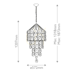 MERIDIAN taklampa - 9 ljuskällor - Blekguld QUINTIESSE small 2