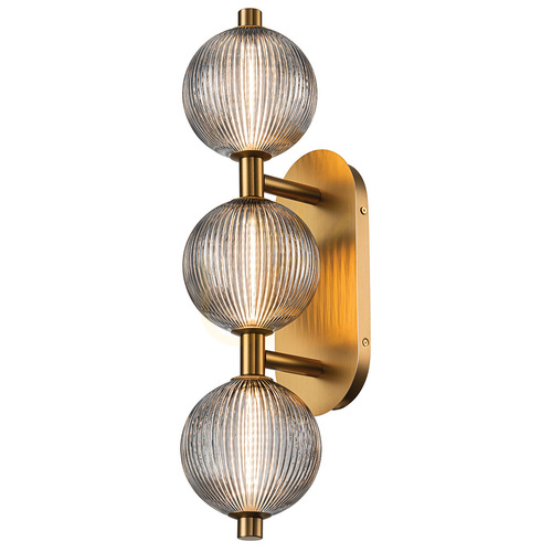 Kontrollera Vägglampa Quintiesse Palmas 3-ljus borstat guld LED 27 W 3000 K IP44