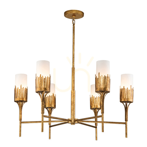 Kontrollera SAWGRASS ljuskrona - 6 ljuskällor - Petal gold QUINTIESSE