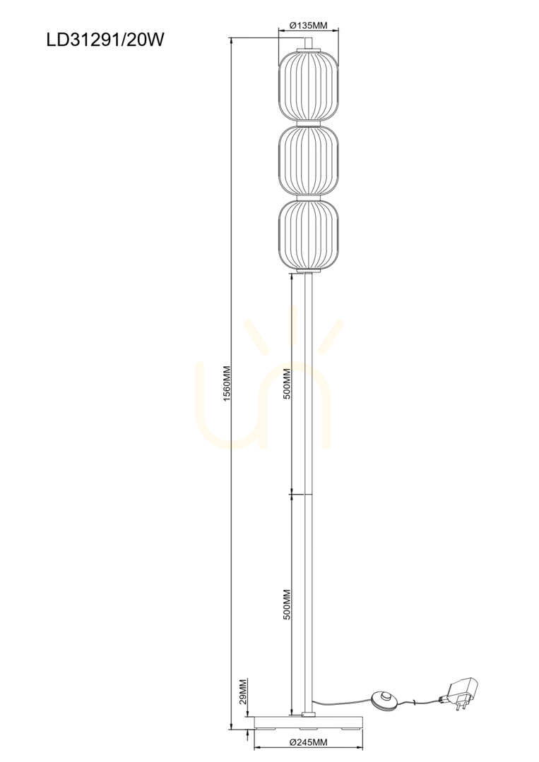 Utsikt AKARI Golvlampa LD31291/20W Guld 1xLED. AKARI Golvlampa LD31291/20W Guld 1xLED.