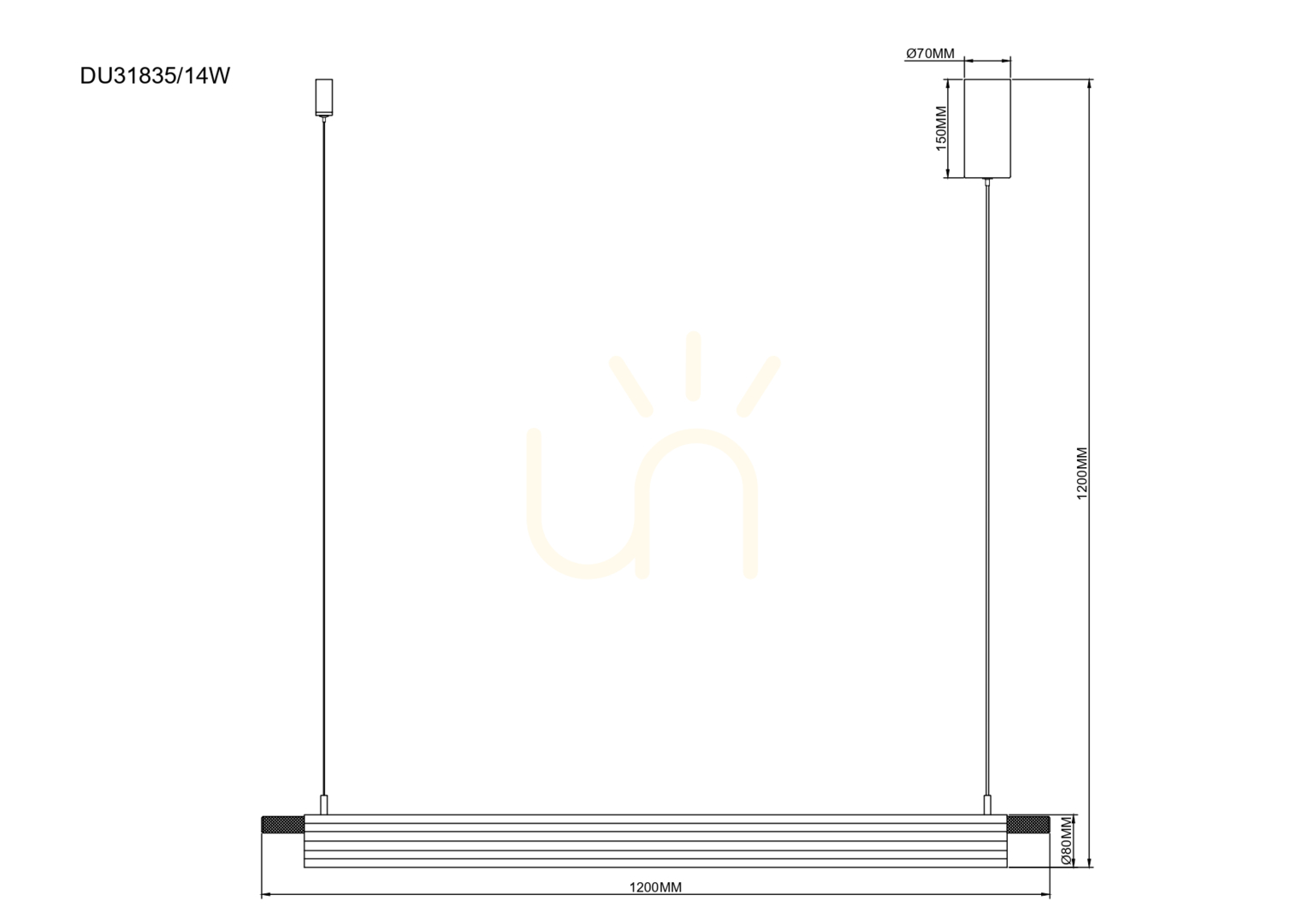 Utsikt ARCUS Taklampa DU31835/14W Guld 1xLED. ARCUS Taklampa DU31835/14W Guld 1xLED.