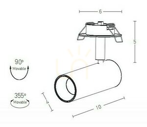 Infälld spotlight Zambelis 180017 svart LED 7 W 3000 K riktbar small 1