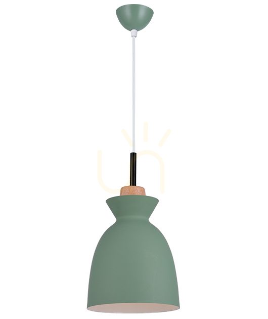Förhandsvisning Pendellampa Zambelis grön matt E27 20 cm metall trä Pendellampa Zambelis grön matt E27 20 cm metall trä