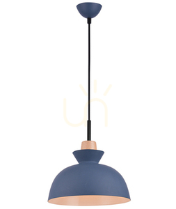 Pendellampa Zambelis blå matt E27 Ø28 cm metall trä small 2