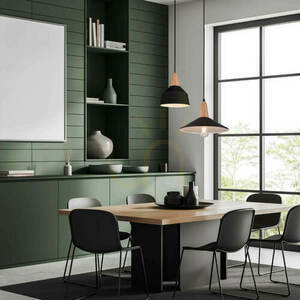 Pendant Zambelis Svart Matt E27 Aluminium Trä 23 cm small 0