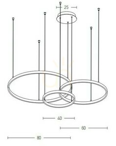 Pendellampa Zambelis LED 136W 3000K matt guld vit opal 40-60-80 cm small 1