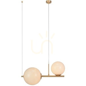 Pendellampa Zambelis 2xE27 guld matt metall opalglas small 0