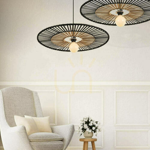Kontrollera Pendellampa Zambelis svart bambu metall E27 Ø40 cm