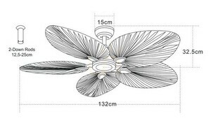 Pendant Light Zambelis Fan Brown Palm Leaf 132 cm small 2