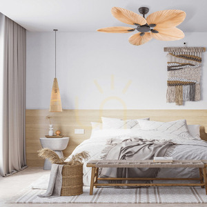 Pendant Light Zambelis Fan Brown Palm Leaf 132 cm small 0