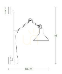 Vägglampa Zambelis svart vit metall E27 1 ljuskälla 60-100 cm small 1