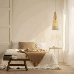 Pendellampa Zambelis bambu beige E27 23 cm small 0
