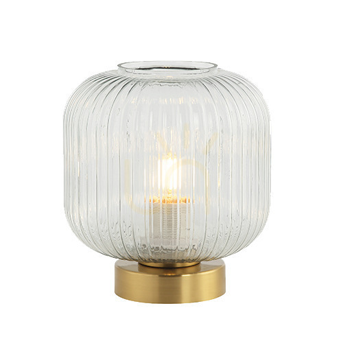Kontrollera Bordslampa Zambelis 20250 i räfflat glas, antik mässing, E27 max 25 W, sladdströmbrytare