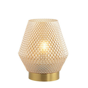 Bordslampa E27 MAX 40W Glas Cognac &amp; Mässing ON OFF Switch ZAMBELIS small 1