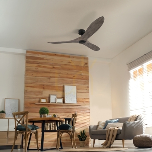 Kontrollera Zambelis takfläkt plafond svart matt träblad 152 cm