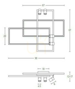 Plafond Zambelis LED svart aluminium 32W+4x5W 3000K dimbar 2 Plafond Zambelis LED svart aluminium 32W+4x5W 3000K dimbar small 2