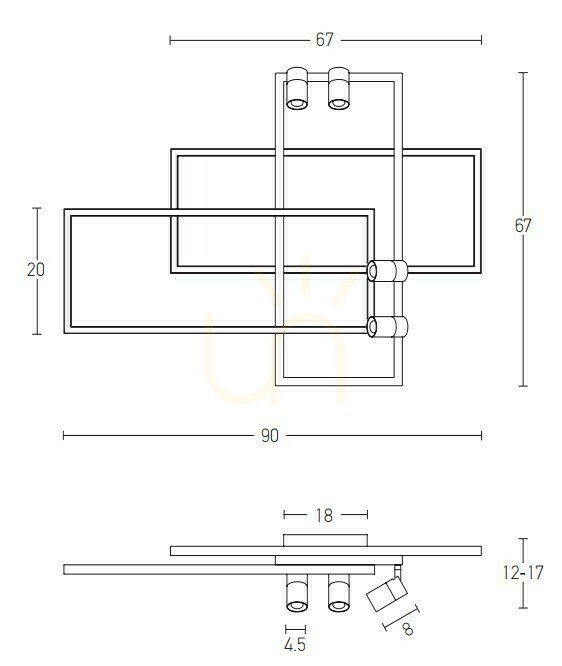 Förhandsvisning Plafond Zambelis LED svart aluminium 32W+4x5W 3000K dimbar Plafond Zambelis LED svart aluminium 32W+4x5W 3000K dimbar