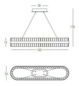 Zambelis Pendellampa LED 68W 3000K matt guld rostfritt stål glas small 2