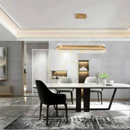 Kontrollera Zambelis Pendellampa LED 68W 3000K matt guld rostfritt stål glas