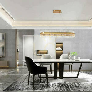Zambelis Pendellampa LED 68W 3000K matt guld rostfritt stål glas small 0