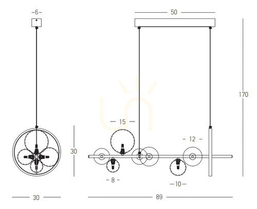 Kontrollera Zambelis pendellampa svart metall glas 7-ljus G9 dimbar 3000K