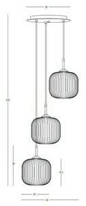 Zambelis 22073 pendellampa 3xE27, klart, rökfärgat och champagnefärgat glas, antik mässing small 2