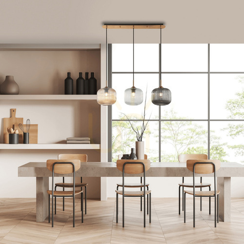 Kontrollera Zambelis taklampa 3xE27 glas klar/rök/champagne antik mässing