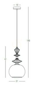 Pendellampa Zambelis E27 opalglas antik mässing 21 cm small 2