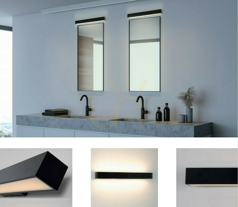 Visa Vägglampa Zambelis LED 15W 3000K Svart Matt IP44 Aluminium Vägglampa Zambelis LED 15W 3000K Svart Matt IP44 Aluminium