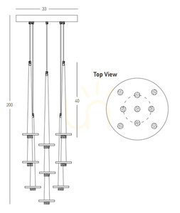 Pendellampa Zambelis LED 27W 3000K svart marmor D40 cm small 2