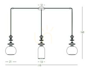 Linjelampa 3xe27 Metall/keramik/opalglas ZAMBELIS small 2