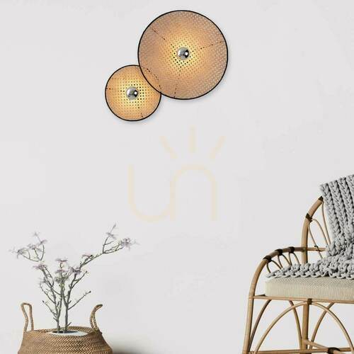 Kontrollera Zambelis Bush vägglampa svart/natur metall E27 ⌀40 cm