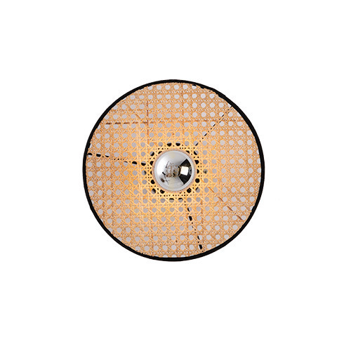 Kontrollera Vägglampa Zambelis 22175 med naturfärgad flätning, svart, E27, 25 cm