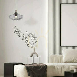Pendant Light Zambelis E27 40W Metall Glas Mörkgrå 28 cm small 0