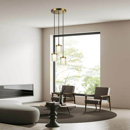 Kontrollera Pendellampa Zambelis LED 20W 3000K guld matt metall glas Ø30 cm
