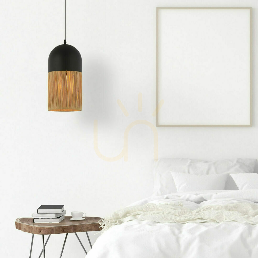 Kontrollera Pendellampa Zambelis E27 MAX 11W Svart Natur Metall Papper 60 cm Pendellampa Zambelis E27 MAX 11W Svart Natur Metall Papper 60 cm