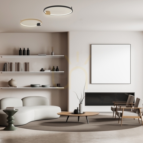 Kontrollera Plafond Zambelis LED 24W 3000K svart matt med guldring 64 cm