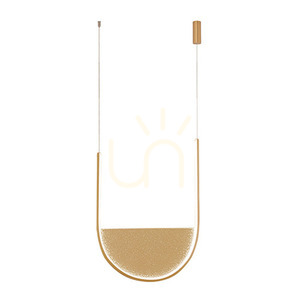 LED-pendellampa Zambelis 23165 28 W, 40 cm, matt guld och champagnefärgat glas small 0