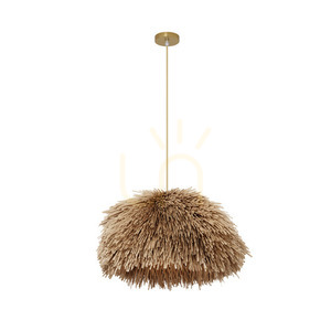 Pendellampa Zambelis Raffia Natur Guld Ø50 cm E27 MAX 20W small 1