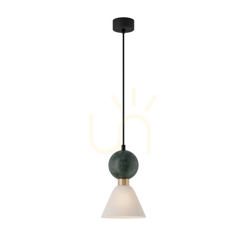 Kontrollera Pendellampa Zambelis E14 grön marmor mässing svart 16 cm