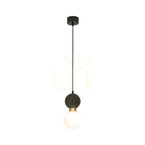 Kontrollera Zambelis 23242 pendellampa, grön marmor och mässing, opalglas, G9, Ø12 cm