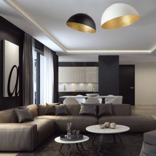 Kontrollera Plafond Zambelis svart matt bladguld metall 50 cm E27 max 40W