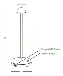 Zambelis E313 bärbar LED-bordslampa för utomhus vit 2W IP54 32 cm small 2