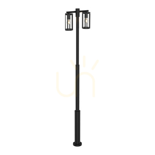 Kontrollera Utomhuslampa stolpe 2xe27 MAX 15W Aluminium Svart ZAMBELIS