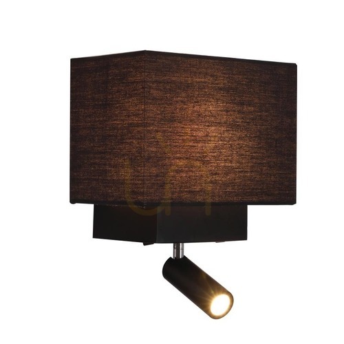 Kontrollera Zambelis H59 svart vägglampa med 3 W LED-läslampa + E27 max 40 W och USB