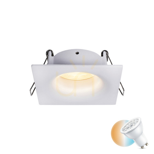 Kontrollera Zambelis S165 fyrkantig infälld spotlight, GU10, IP65, sandvit