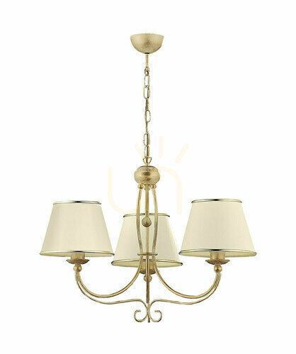 Kontrollera LAURA takkrona ecru 3×E27, tygskärmar, ø67 cm, klassisk stil, JUPITER 513
